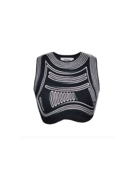 Top Wavy Azul Marino Crema