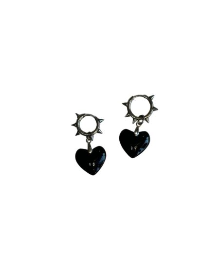 Aretes Corazón Spikes Negro
