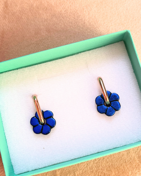 Aretes Flor Azul Dicro