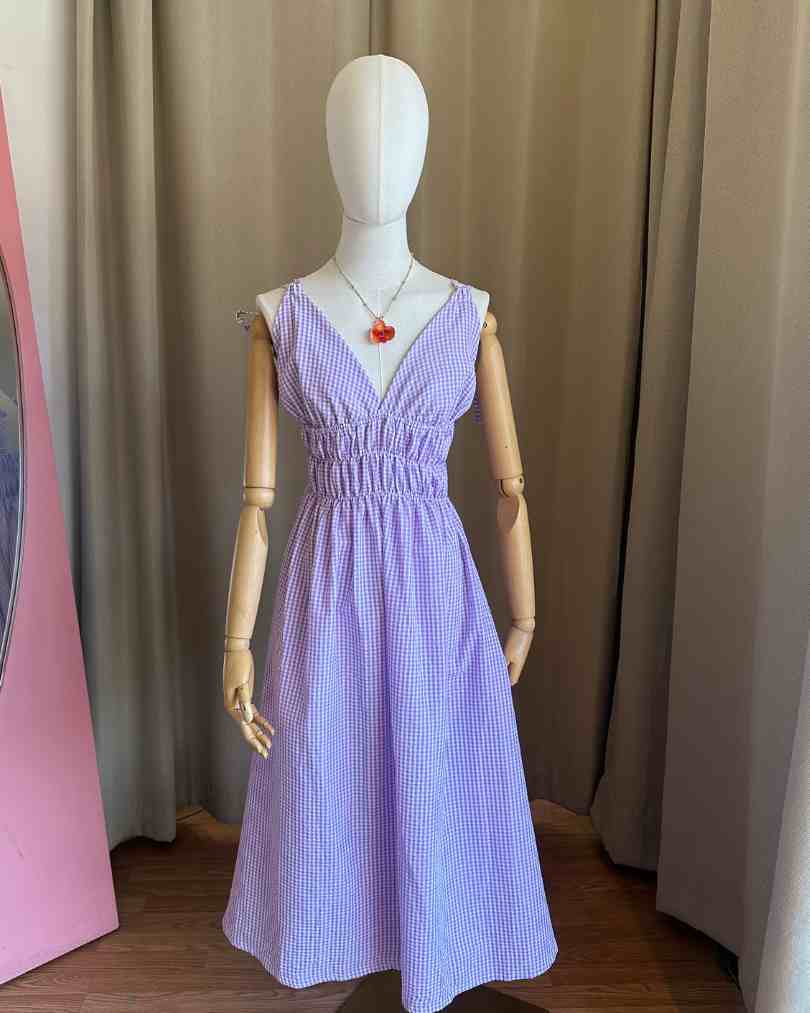 Vestido Cuadros Lila