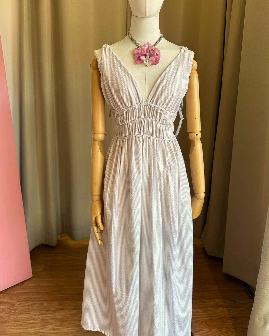 Vestido Rayas Beige